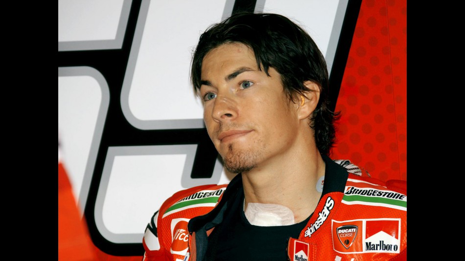 Nicky Hayden in the Ducati garage