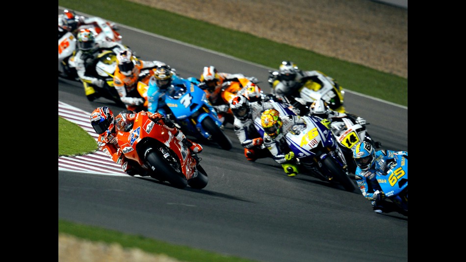 MotoGP group in action in Qatar