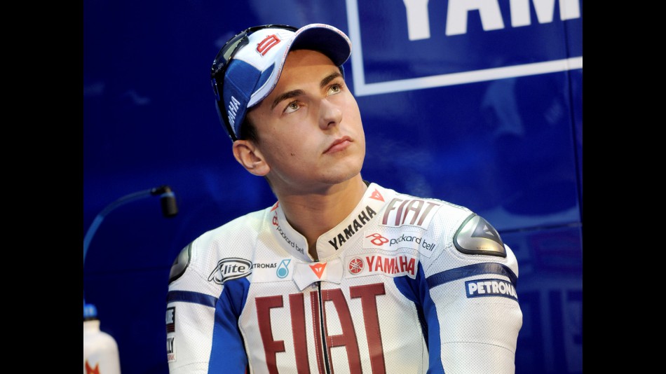 Jorge Lorenzo in the Fiat Yamaha garage
