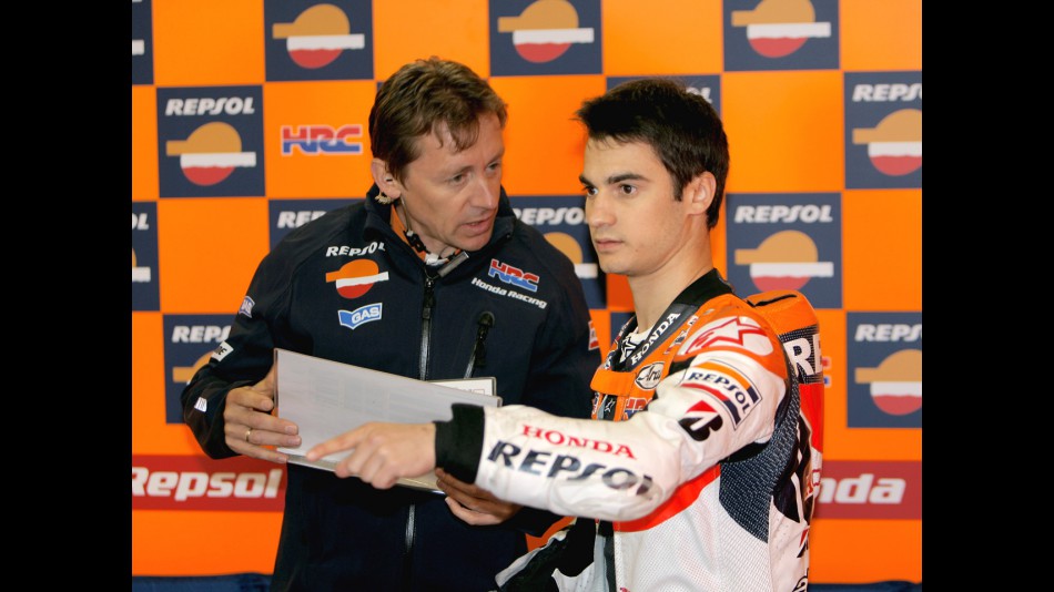 Dani Pedrosa in the Repsol Honda garage