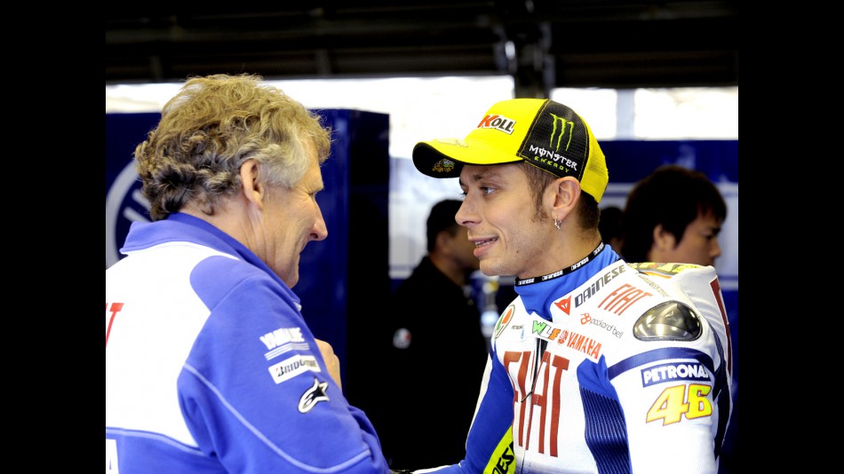 Valentino Rossi in the Fiat Yamaha garage