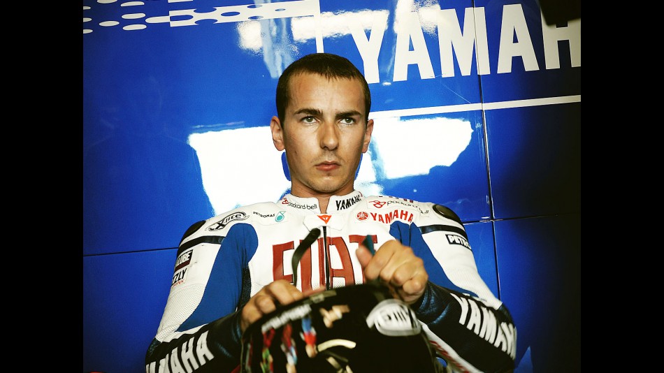 Jorge Lorenzo in the Fiat Yamaha garage