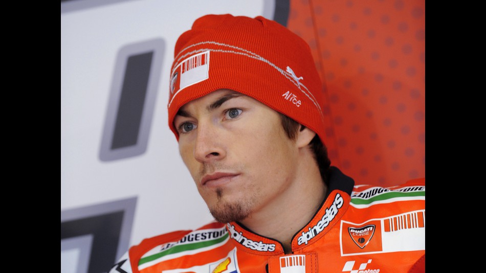 Nicky Hayden in the Ducati garage