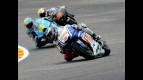 Jorge Lorenzo riding ahead of Capirossi and Melandri in Mugello