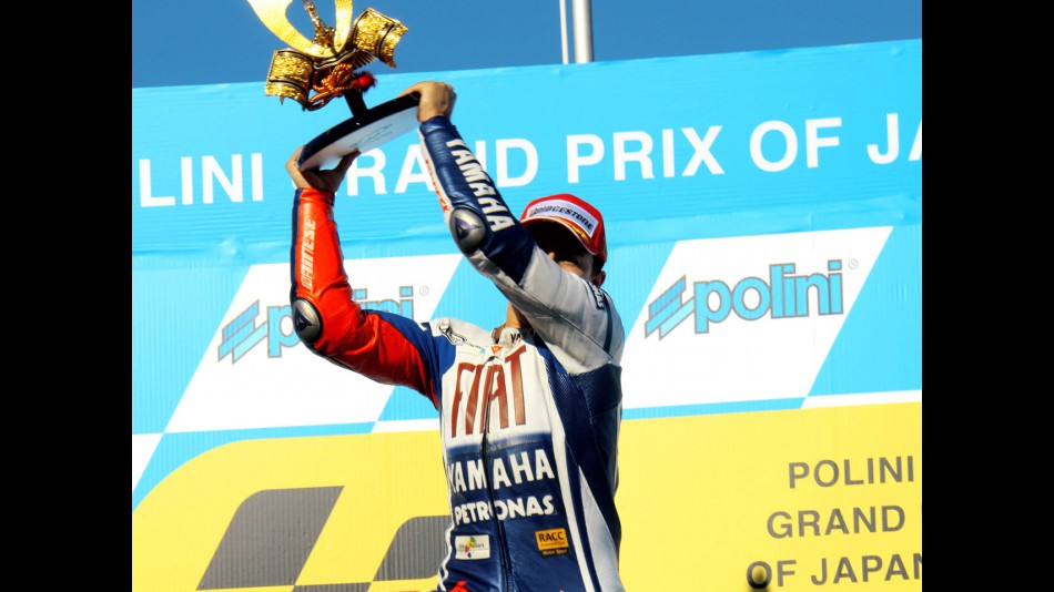Jorge Lorenzo on the podium at Motegi