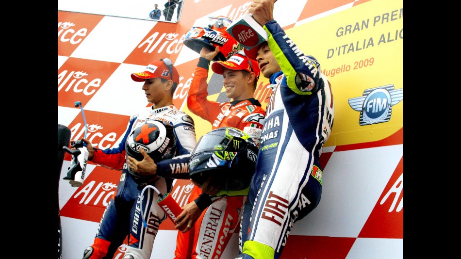 Rossi, Stoner and Lorenzo on the Podium at Mugello