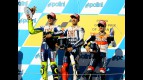 Valentino Rossi, Jorge Lorenzo and Dani Pedrosa on the podium at Motegi