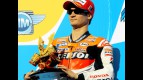 Dani Pedrosa on the podium at Motegi