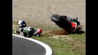 Sete Gibernau crashes during MotoGP race in Motegi