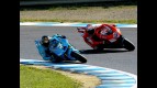 Chris Vermeulen and Casey Stoner in action in Motegi