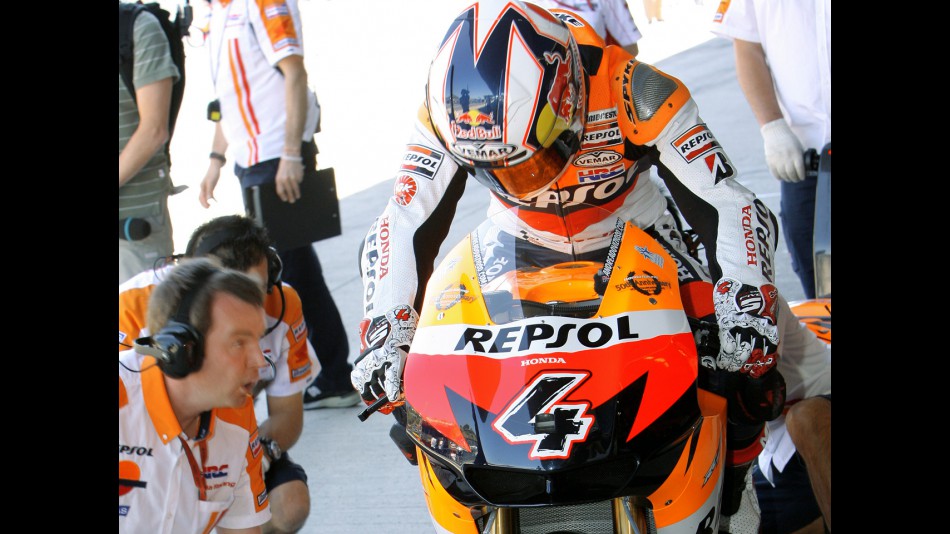 Andrea Dovizioso in the Pit Lane