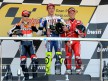 Dani Pedrosa, Valentino Rossi and Casey Stoner on the Podium at Jerez