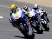 Valentino Rossi riding ahead of Jorge Lorenzo and Randy de Puniet  during MotoGP race in Jerez