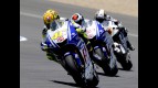 Valentino Rossi riding ahead of Jorge Lorenzo and Randy de Puniet  during MotoGP race in Jerez