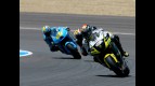 Colin Edwards riding ahead of Marco Melandri and Loris Capirossi in Jerez