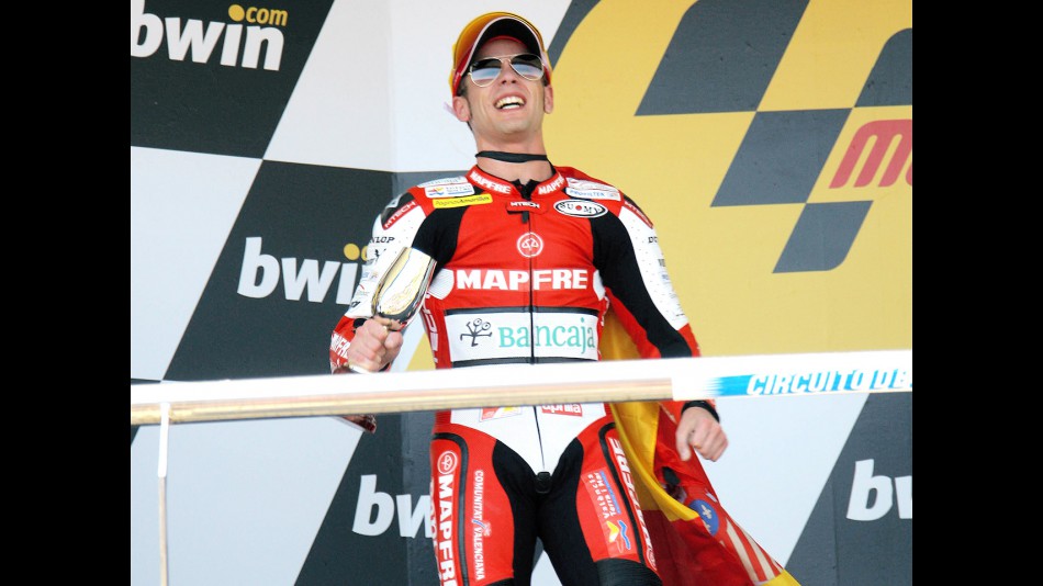 Alvaro Bautista on the podium at Jerez