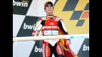 Alvaro Bautista on the podium at Jerez