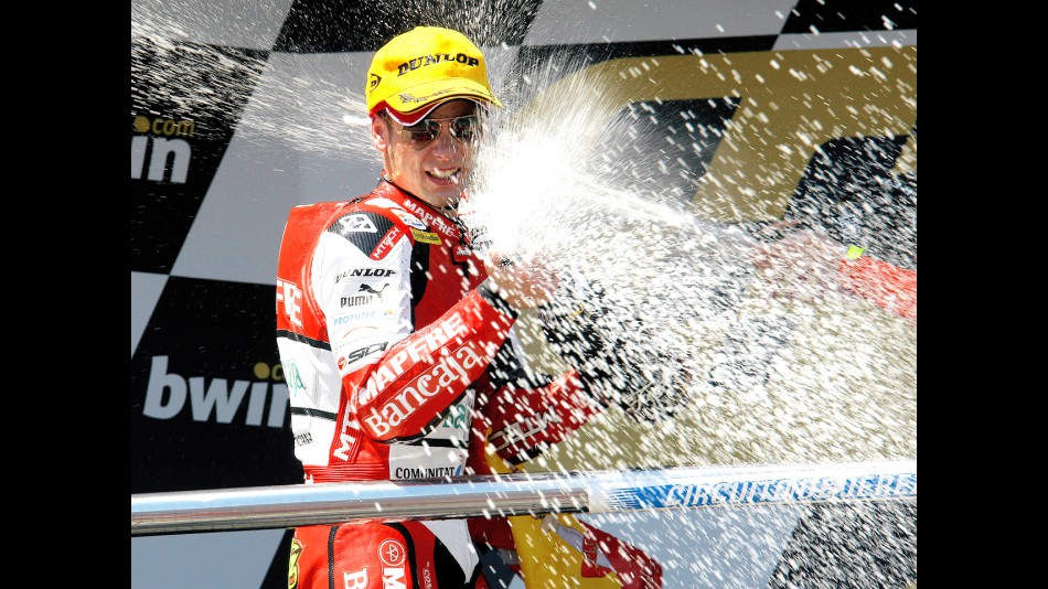 Alvaro Bautista on the podium at Jerez