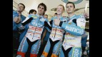 Julian Simon, Bradley Smith and Sergio Gadea in the Bancaja Aspar Team garage