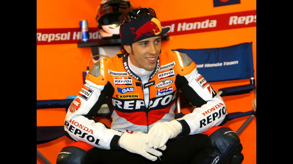 Andrea Dovizioso in the Repsol Honda garage