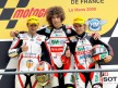 Hector Faubel, Marco Simoncelli and Roberto Locatelli on the podium at Le Mans