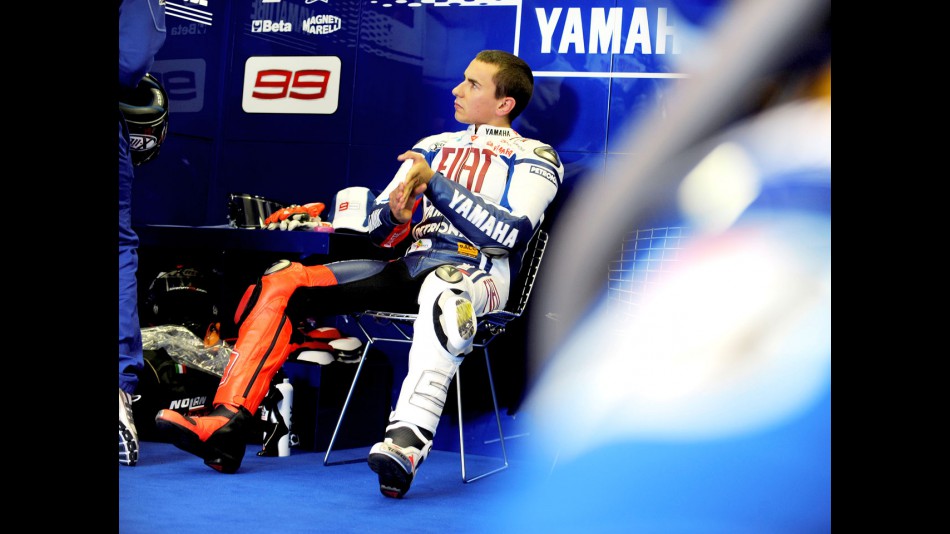 Jorge Lorenzo in the Fiat Yamaha garage