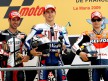 Marco Melandri, Jorge Lorenzo and Dani Pedrosa on th Podium at Le Mans