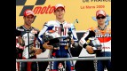 Marco Melandri, Jorge Lorenzo and Dani Pedrosa on th Podium at Le Mans