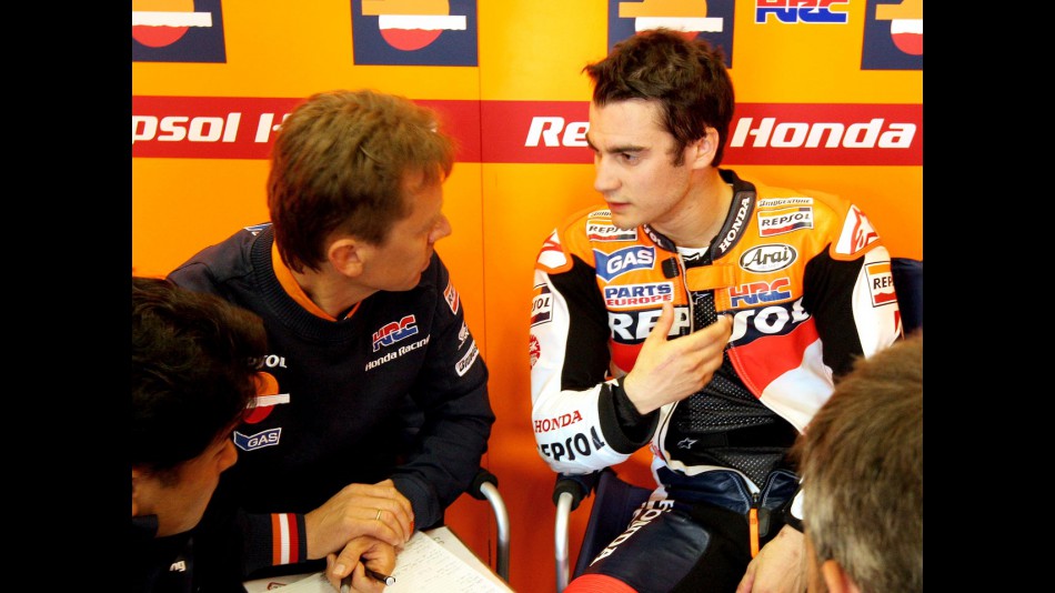 Dani Pedrosa in the Repsol Honda garage