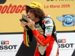 Marco Simoncelli on the podium at Le Mans