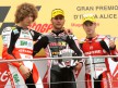 Marco Simoncelli, Mattia Pasini and Alvaro Bautista on the Podium at Mugello