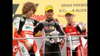 Marco Simoncelli, Mattia Pasini and Alvaro Bautista on the Podium at Mugello