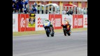 Valentino Rossi riding ahead of Andrea Dovizioso in Mugello
