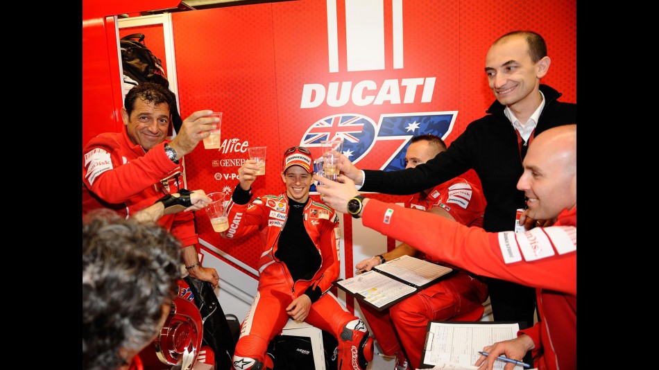Ducati Team celebrates Stoner´s victory at Mugello