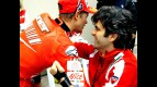 Casey Stoner and Ducati Technical Director Filippo Preziosi celebrate Podium at Mugello