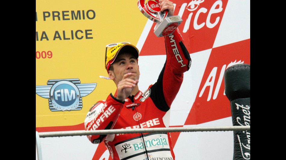 Alvaro Bautista on the podium at Mugello