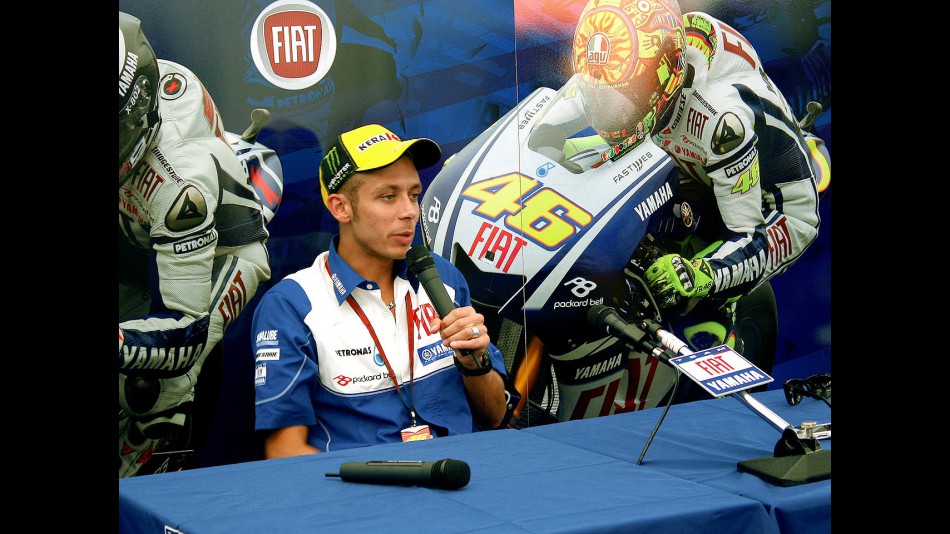 Valentino Rossi in the press conference at the Fiat Yamaha Hospitality