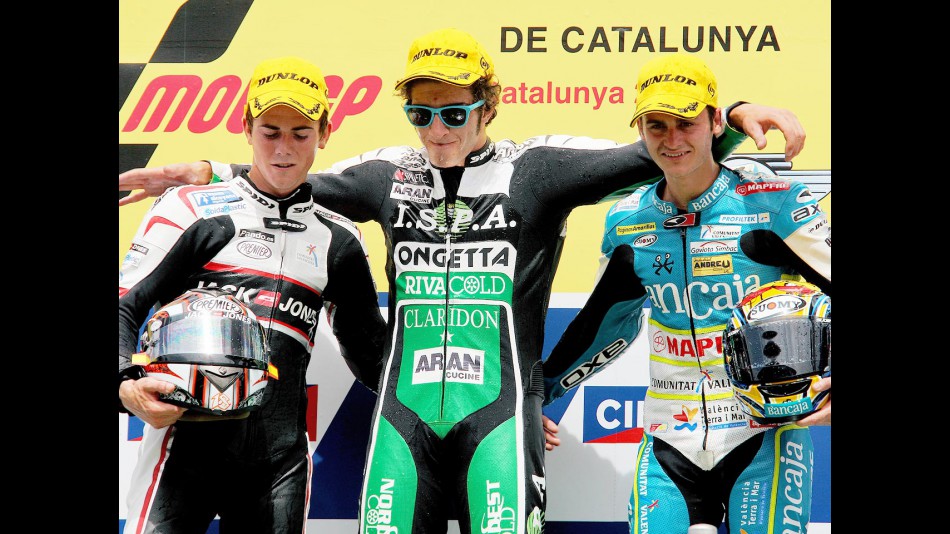 Nico Terol, Andrea Iannone and Sergio Gadea on the Podium at Montmeló