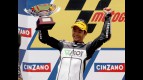 Hiroshi aoyama on the podium at Montmeló