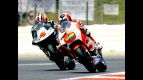 Héctor Barberá riding ahead of Aoyama Hiroshi in Montmeló