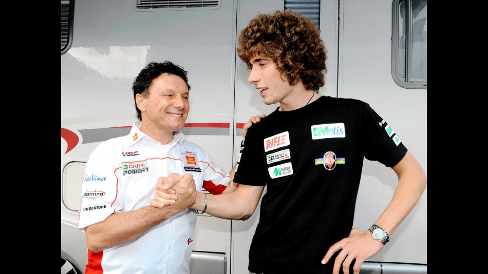 San Carlo Honda manager Fausto Gresini and Marco Simoncelli