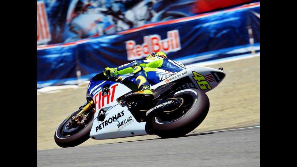 Valentino Rossi in action in Laguna Seca