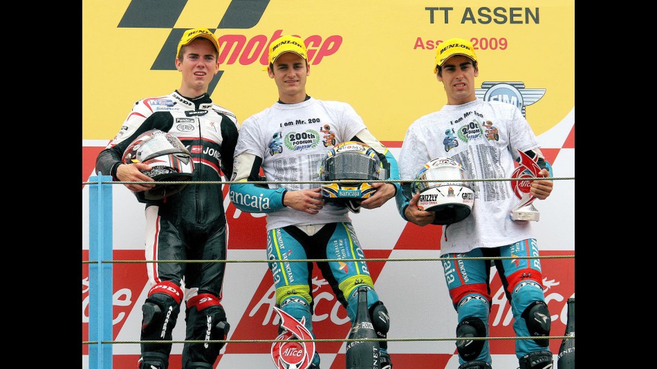 Nico Terol, Sergio Gadea and Julian Simon on the podium at Assen
