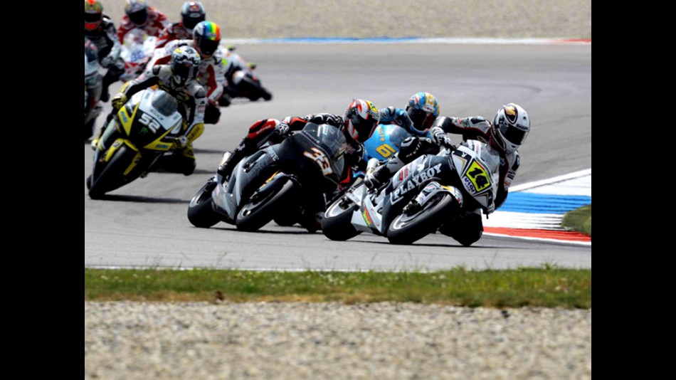 Randy de Puniet riding ahead of MogoGP group in Assen