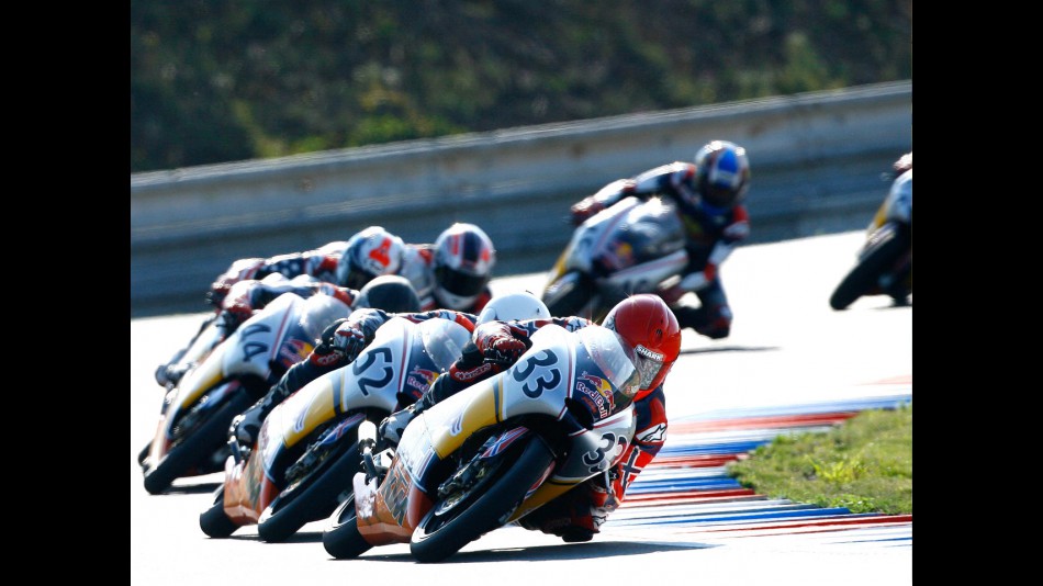 Sturla Fagerhaug riding ahead of Red Bull Rookies group