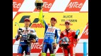 Jorge Lorenzo, Valentino ROssi and Casey Stoner on the podium in Assen
