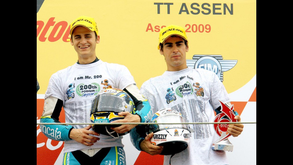 Bancaja Aspar riders Sergio Gadea and Julián Simón on the podium in Assen