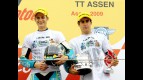 Bancaja Aspar riders Sergio Gadea and Julián Simón on the podium in Assen
