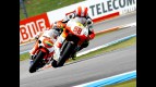 Marco Simoncelli riding ahead of Héctor Barberá in Assen