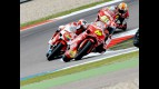 Álvaro Bautista riding ahead of 250cc group in Assen